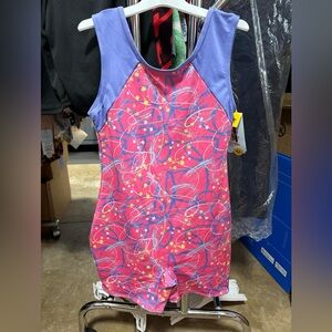 Cat & Jack moisture wicking gymnastic leotards periwinkle and pink patterned.
